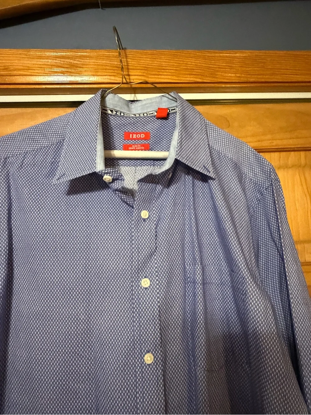Izod Blue Micro-Geo Print Dress Shirt